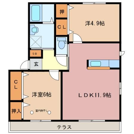 赤堀駅 徒歩10分 2階の物件間取画像